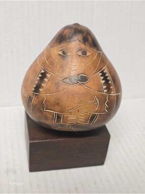 Vintage Raquel's Collection Handmade Peruvian Folk Art Gourd Ornament